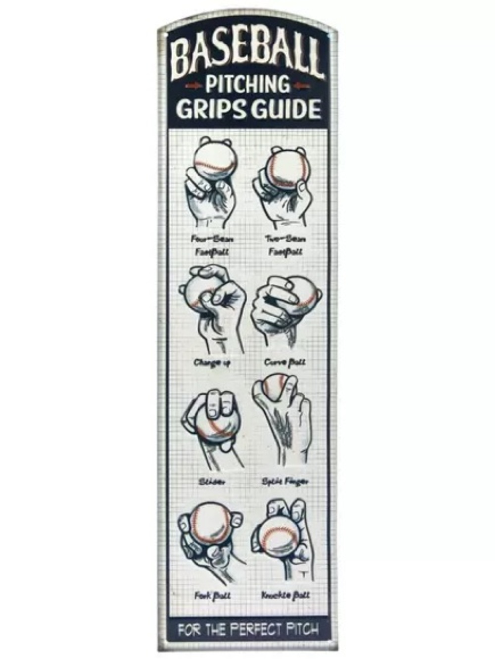 Baseball Pitching Guide Metal Sign